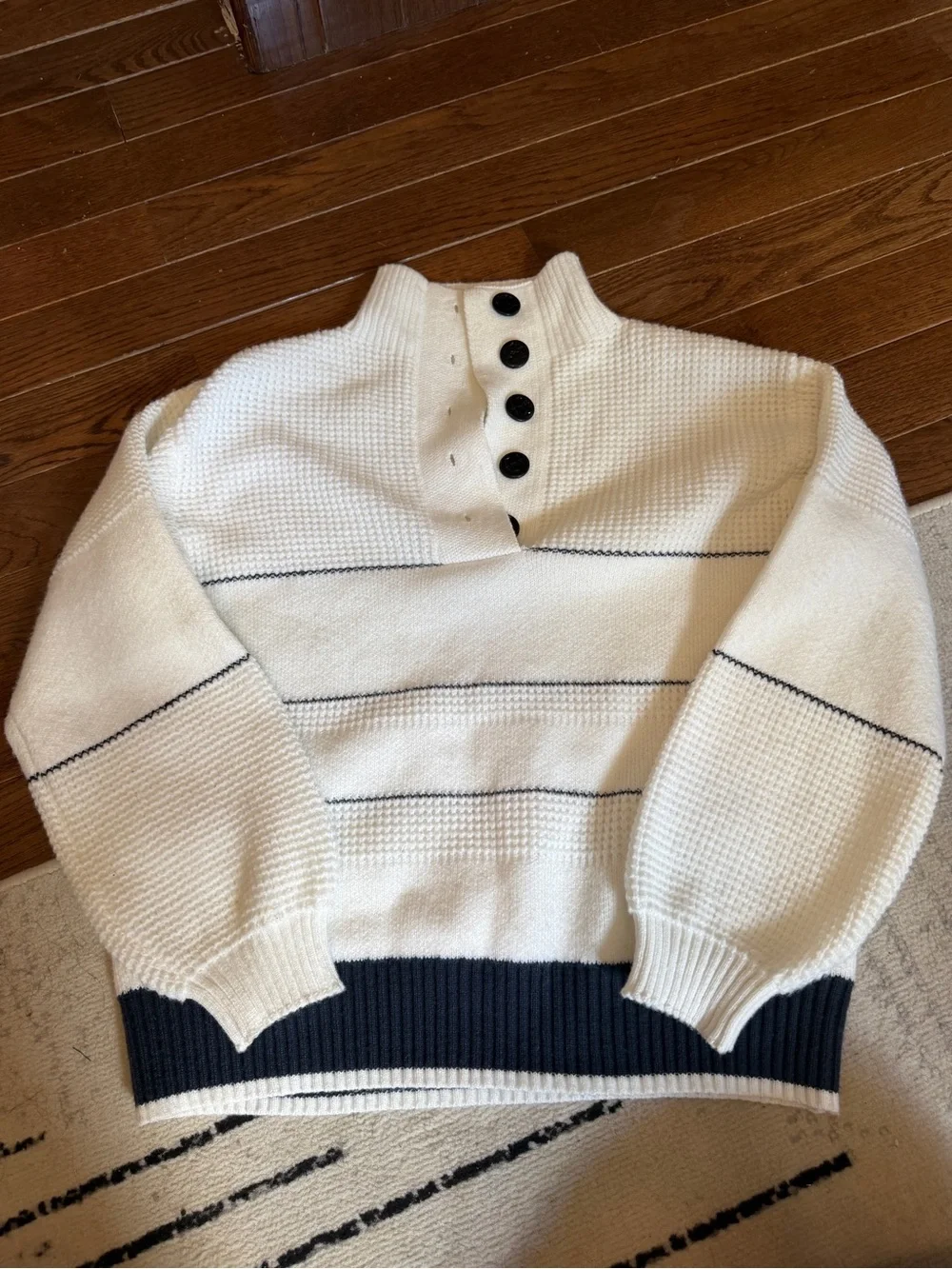 Commense Ivory Open Collar Button Up Sweater - Picture 4 of 5